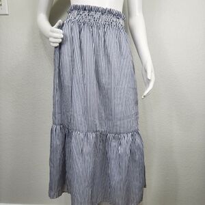Gianni Bini Blue Striped Tiered Boho Skirt Size M